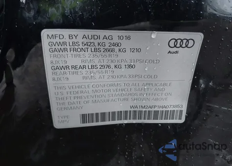 2017 Audi Q5 2.0T Premium z USA, uszkodzony, nr VIN WA1M2AFP1HA073853